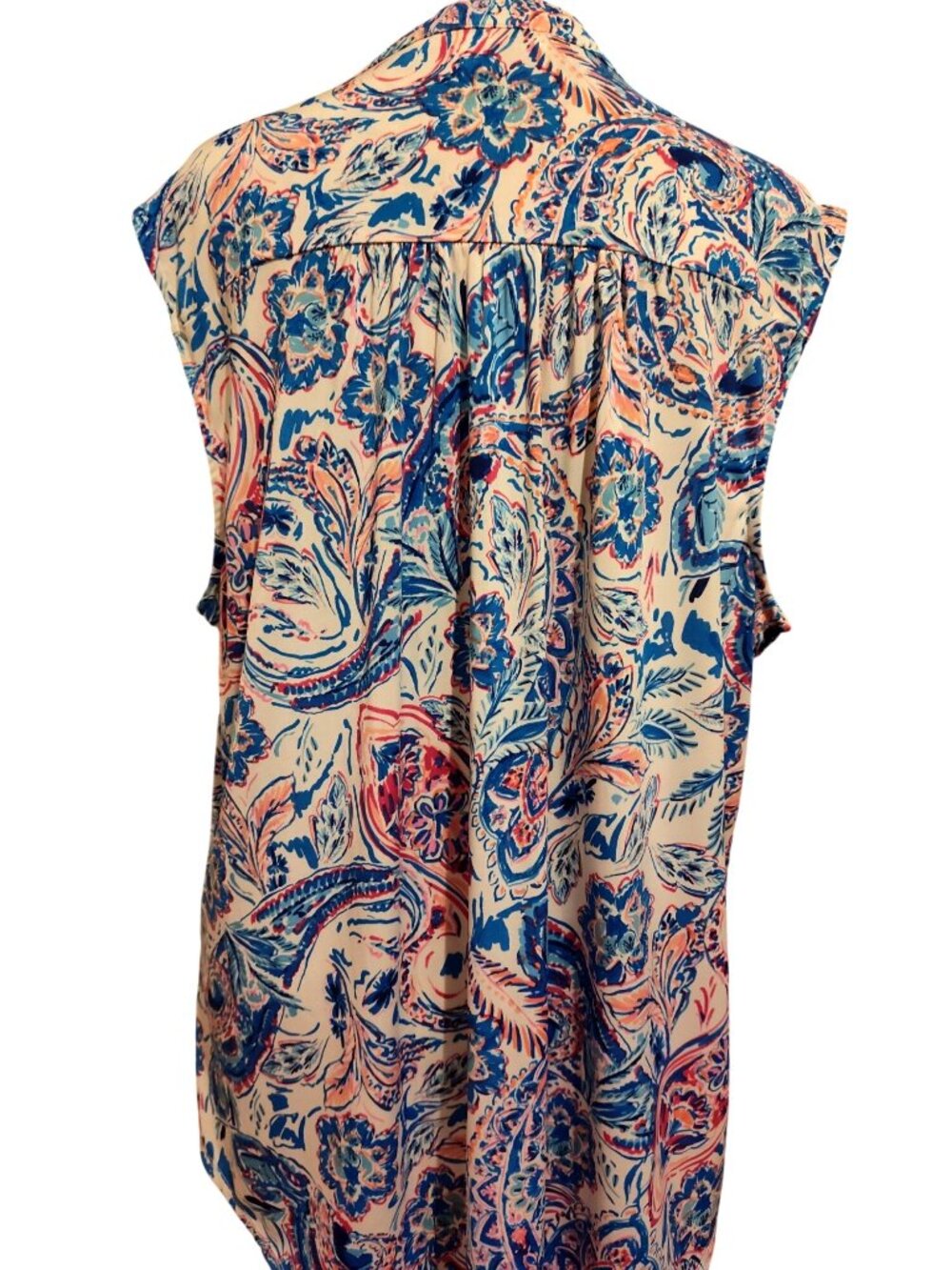 Juniper + Lime Womens XL Sleeveless Floral Paisley Button-Down Blouse In Multico - Picture 4 of 7